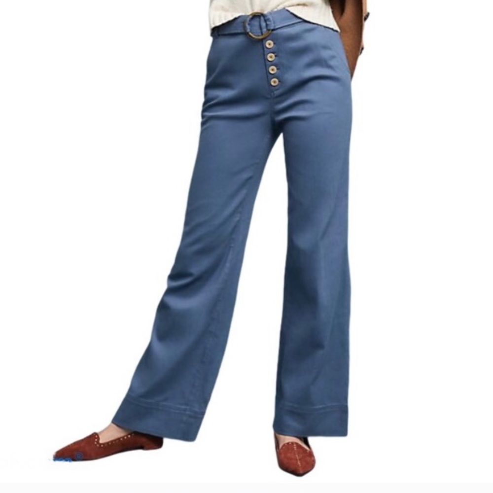 Anthropologie Cassidy Belted Wide Leg Trouser